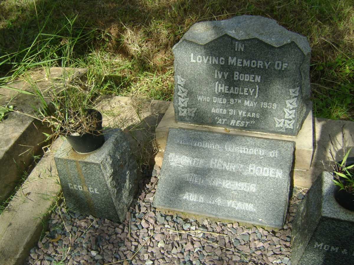 BODEN George Henry -1956 &amp; Ivy HEADLEY -1939