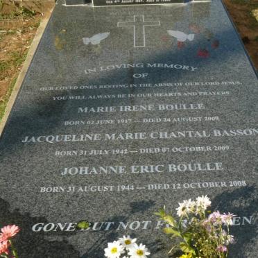 BOULLE Marie Irene 1917-2009 :: BASSON Jacqueline Marie Chantal 1942-2009 :: BOULLE Johanne Eric 1944-2008