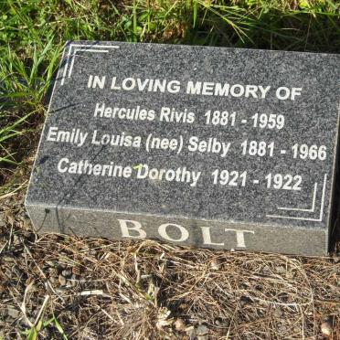 BOLT Hercules Rivis 1881-1959 &amp; Emily Louisa SELBY 1881-1966