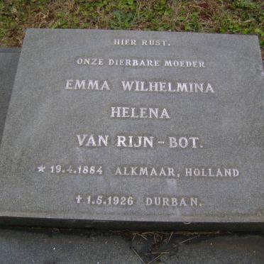 BOT Emma Wilhelmina Helena, van Rijn 1884-1926
