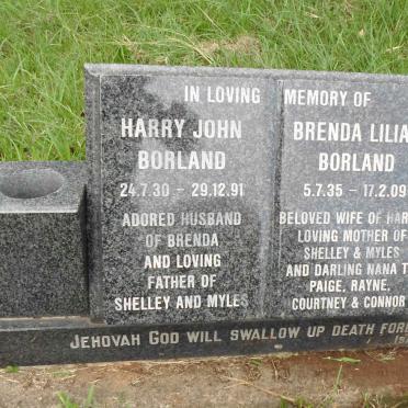 BORLAND Harry John 1930-1991 &amp; Brenda Lilian 1935-2009