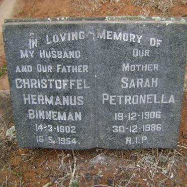 BINNEMAN Christoffel Hermanus 1902-1954 &amp; Sarah Petronella 1906-1986