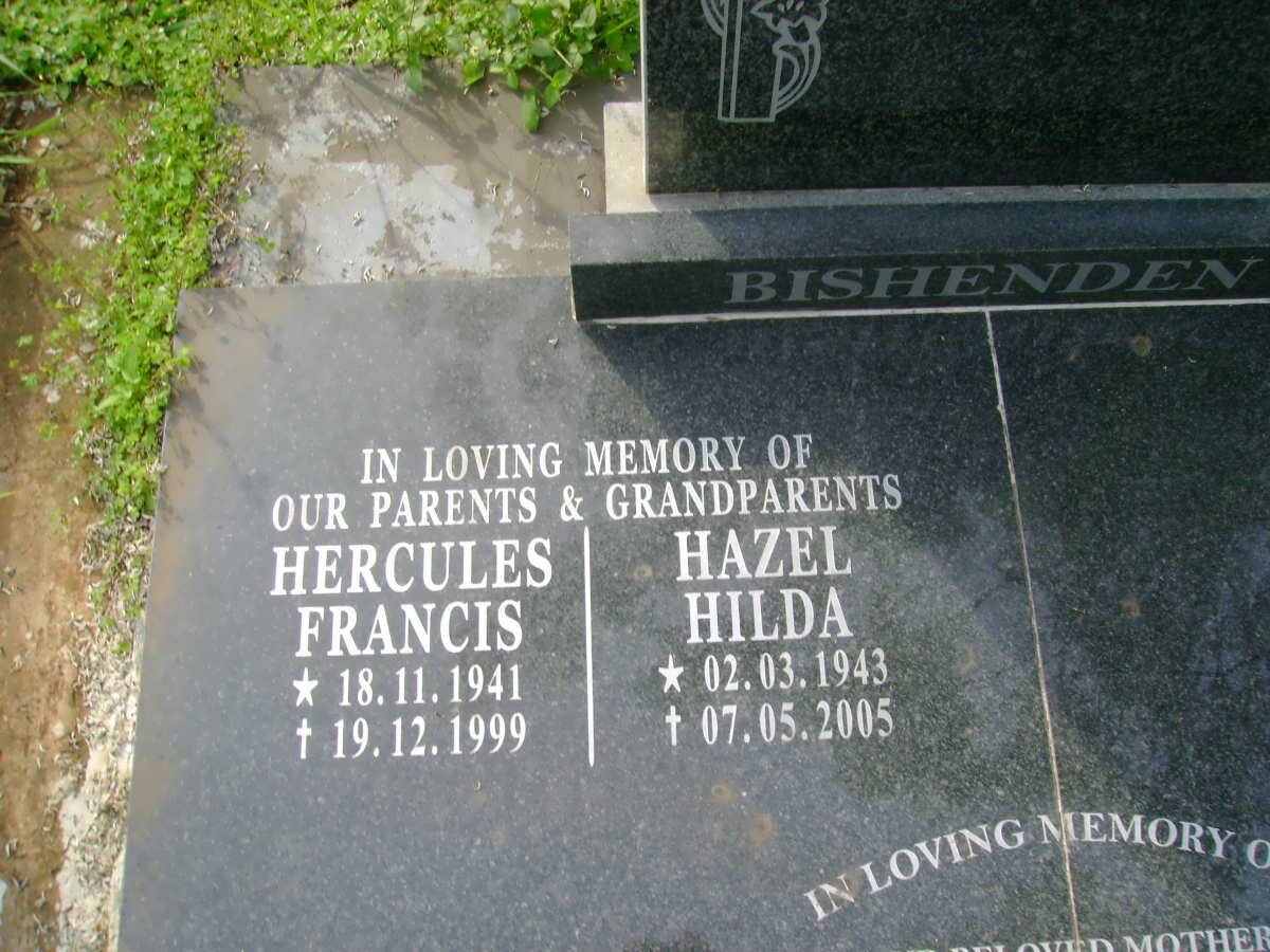 BISHENDEN Hercules Francis 1941-1999 &amp; Hilda Hazel 1943-2005