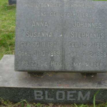 BLOEM Johannes Stephanus 1898-1968 &amp; Anna Susanna 1901-1969
