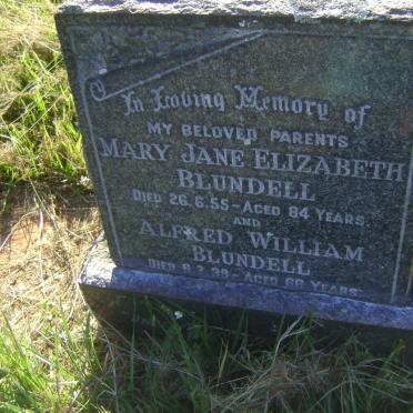 BLUNDELL Alfred William -1939 &amp; Mary Jane Elizabeth -1955