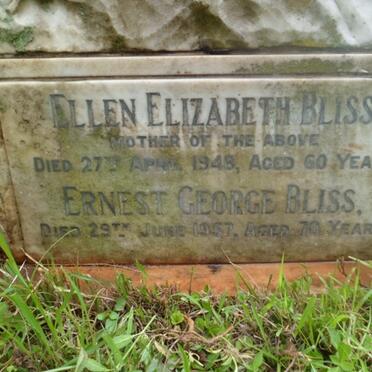 BLISS Ernest George -1957 &amp; Ellen Elizabeth -1948