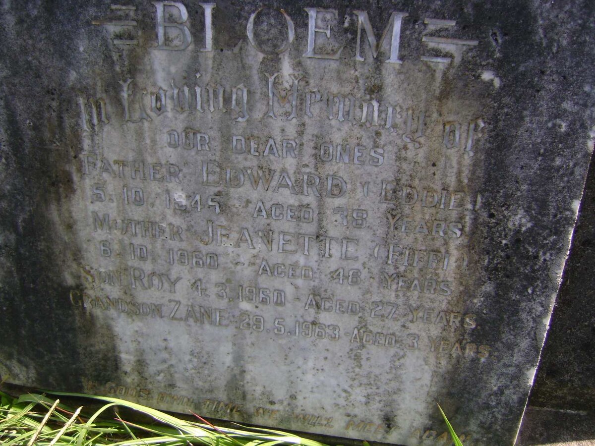 BLOEM Edward -1945 &amp; Jeanette -1960 :: BLOEM Roy -1960 :: BLOEM Zane -1963