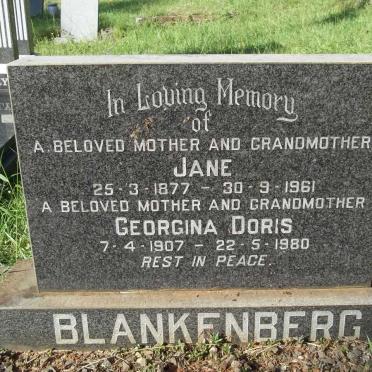 BLANKENBERG Jane 1877-1961 :: BLAKENBERG Georgina Doris 1907-1980