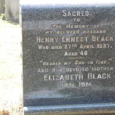 BLACK Henry Ernest -1937 &amp; Elizabeth 1891-1974