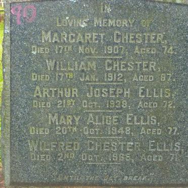 CHESTER William -1912 &amp; Margaret -1907 :: ELLIS Arthur Joseph -1938  &amp; Mary Alice -1948 :: ELLIS Wilfred Chester -1965