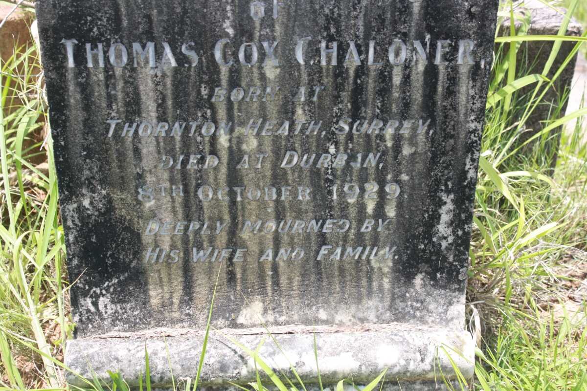 CHALONER Thomas Cox -1929