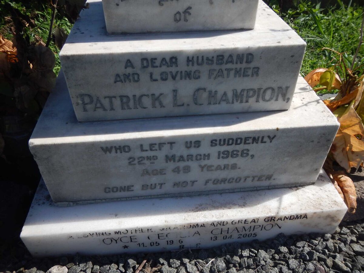 CHAMPION Patrick L. -1966 &amp; Joyce Cecilia 1916-2005