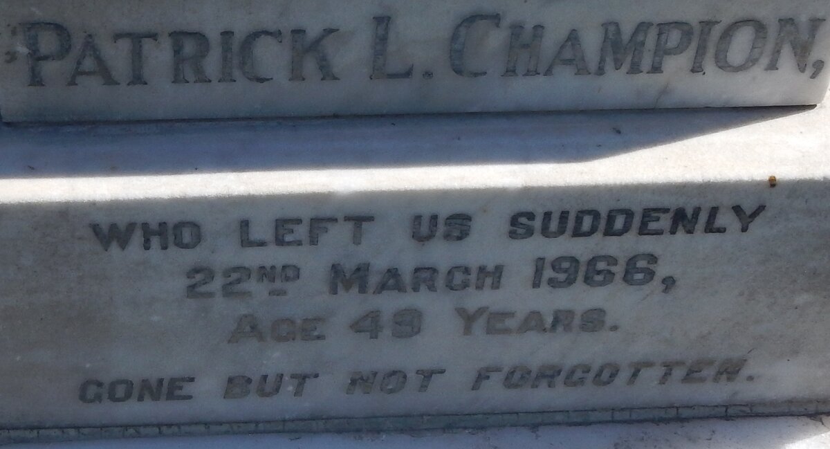 CHAMPION Patrick L. -1966 &amp; Joyce Cecilia 1916-2005