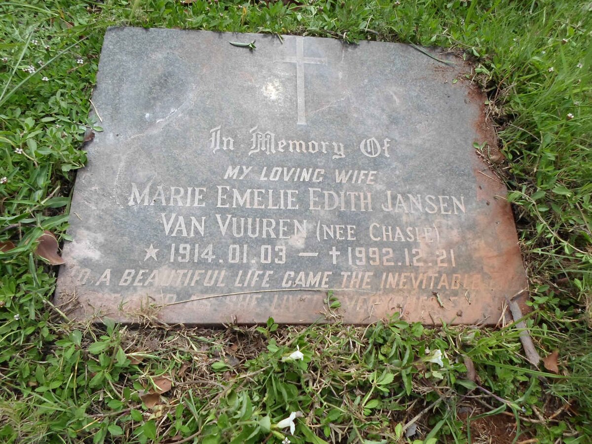 VUUREN Marie Emelie Edith Jansen van, nee CHASLE 1914-1992