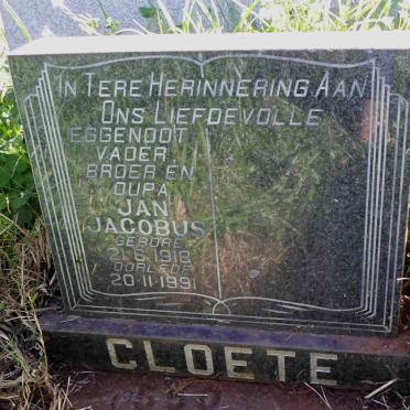 CLOETE Jan Jacobus 1918-1991