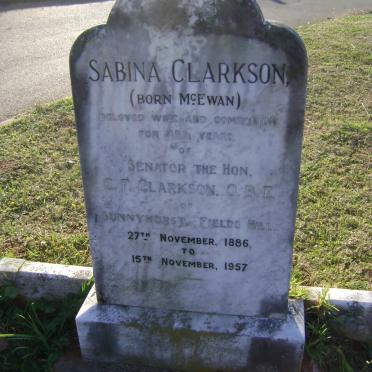 CLARKSON Charles Francis 1881-1951 &amp; Sabina McEWAN 1886-1957