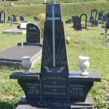 CLOETE Martin Oswald 1925-1966  &amp; Ruth Susanna JORDAAN 1929-2000