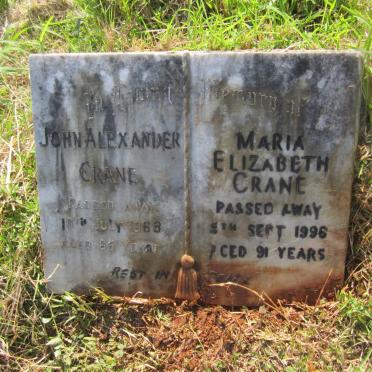CRANE John Alexander  -1963 &amp; Maria Elizabeth  -1996