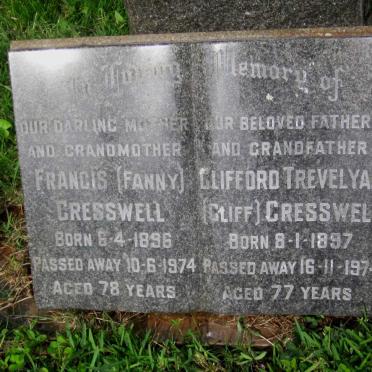 CRESSWELL Clifford Trevelyan 1897-1974 &amp; Francis 1896-1974