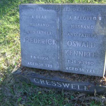 CRESSWELL Frederick -1956 &amp; Oswald Kenneth -1980