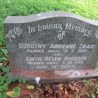 CRAIG Dorothy Adrienne -1980 :: HODGSON Edith Helen -1990