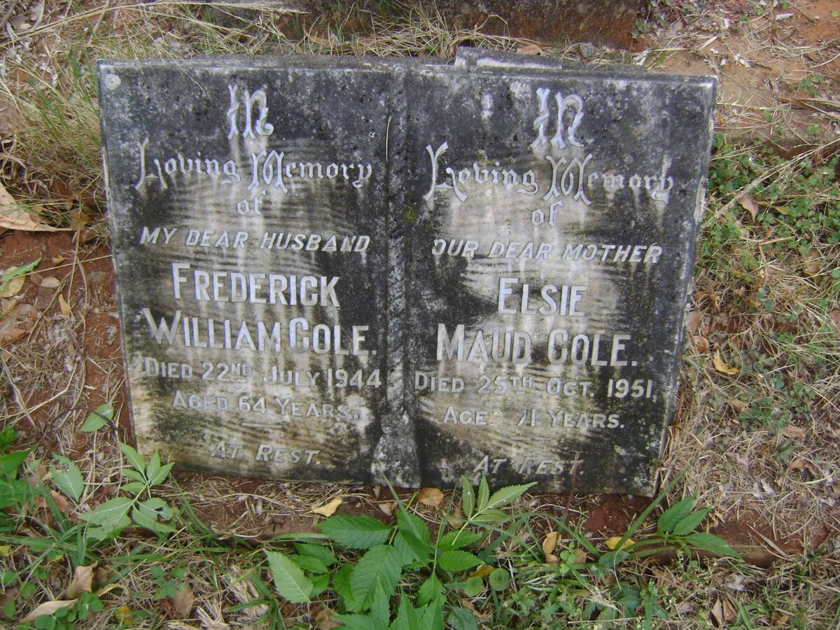 COLE Frederick William -1944 &amp; Elsie Maud -1951