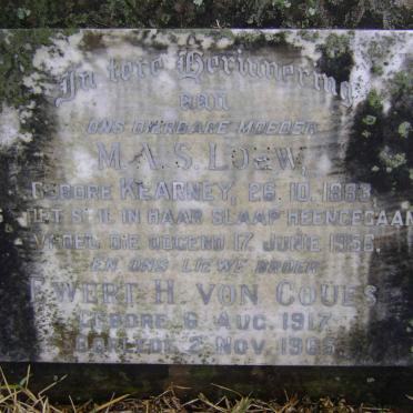 COUES Ewert H., von 1917- 1965 :: LOUW M.A.S. nee KEARNEY 1883-1956