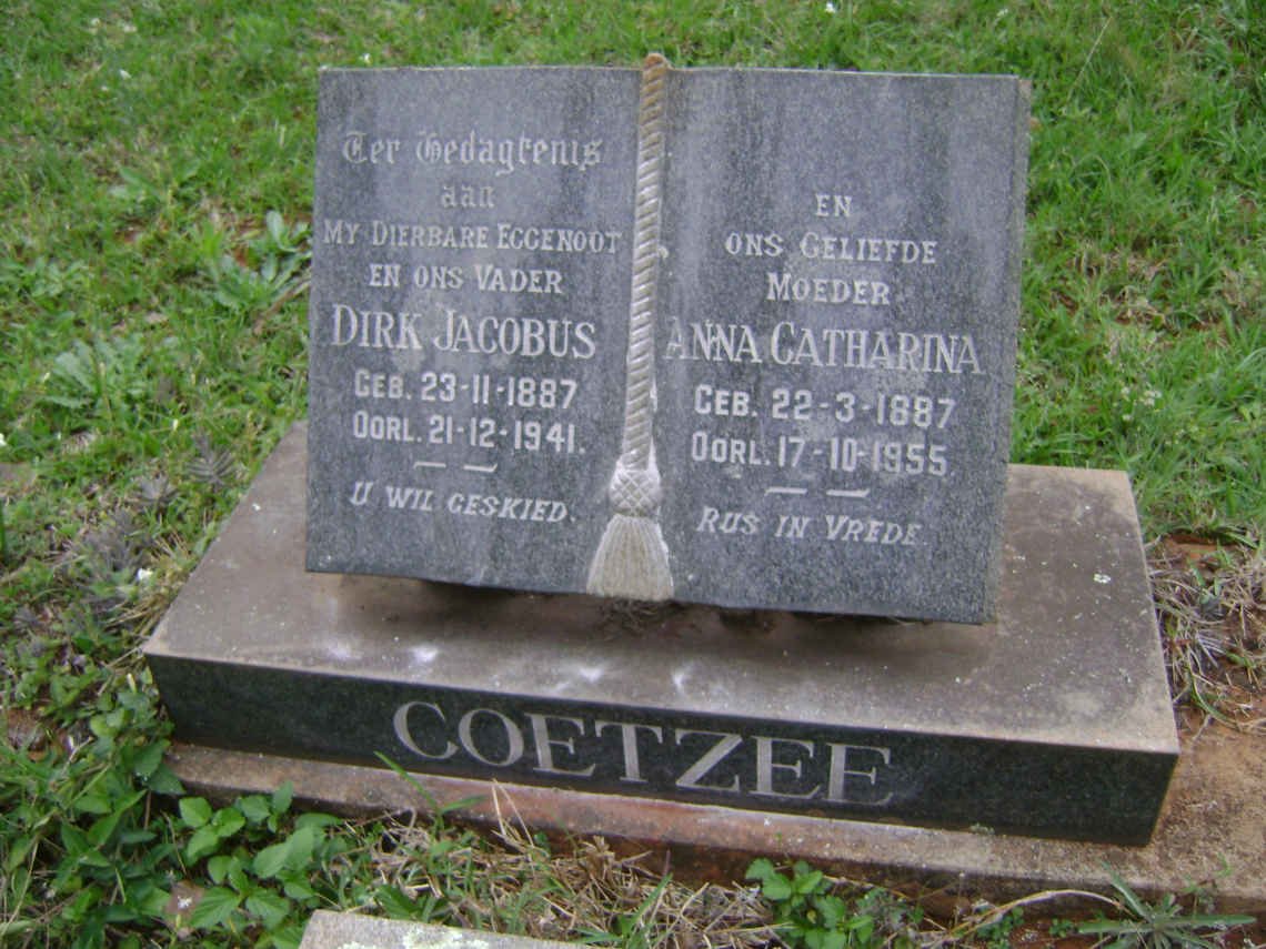 COETZEE Dirk Jacobus 1887-1941 &amp; Anna Catharina 1887-1955
