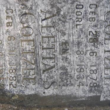 COETZEE Cornelius J. 1879-1934 &amp; Aletta S. 1882-1962