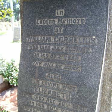 CORNELIUS William -1922 &amp; Elizabeth -1943