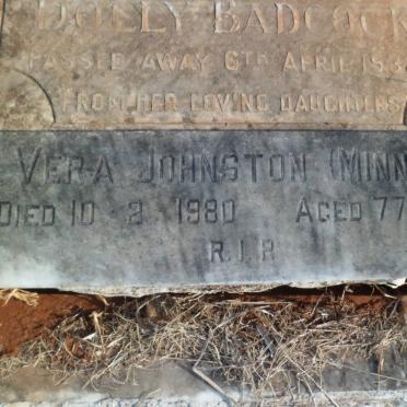 CONNOR John -1925 :: CAMERON Minnie Margaret -1957 :: BADCOCK Dolly -1938 :: JOHNSTON Vera -1980