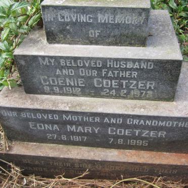 COETZER Coenie 1912-1972 &amp; Edna Mary 1917-1995 