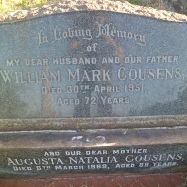 COUSENS William Mark -1951 &amp; Augusta Natalia -1969