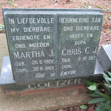 COETZER Chris C.J. 1917- &amp; Martha J. 1922-1985
