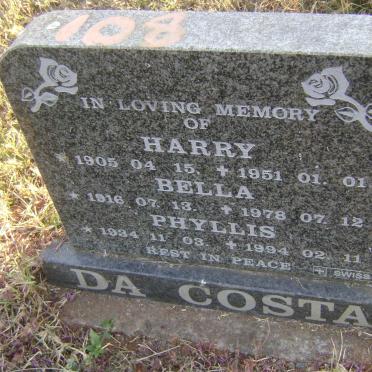 COSTA Harry, da 1905-1951 :: DA COSTA Bella 1916-1978 :: DA COSTA Phyllis 1934-1994
