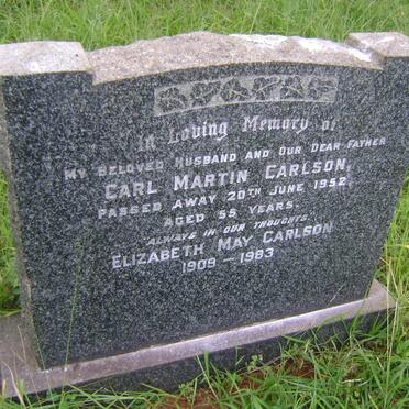 CARLSON Carl Martin -1952 &amp; Elizabeth May 1909-1983