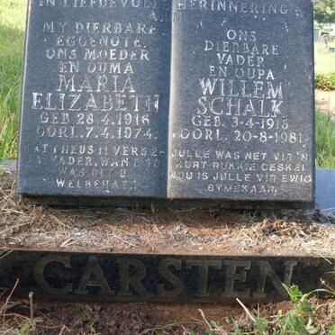 CARSTEN Willem Schalk 1915-1981 &amp; Maria Elizabeth 1916-1974