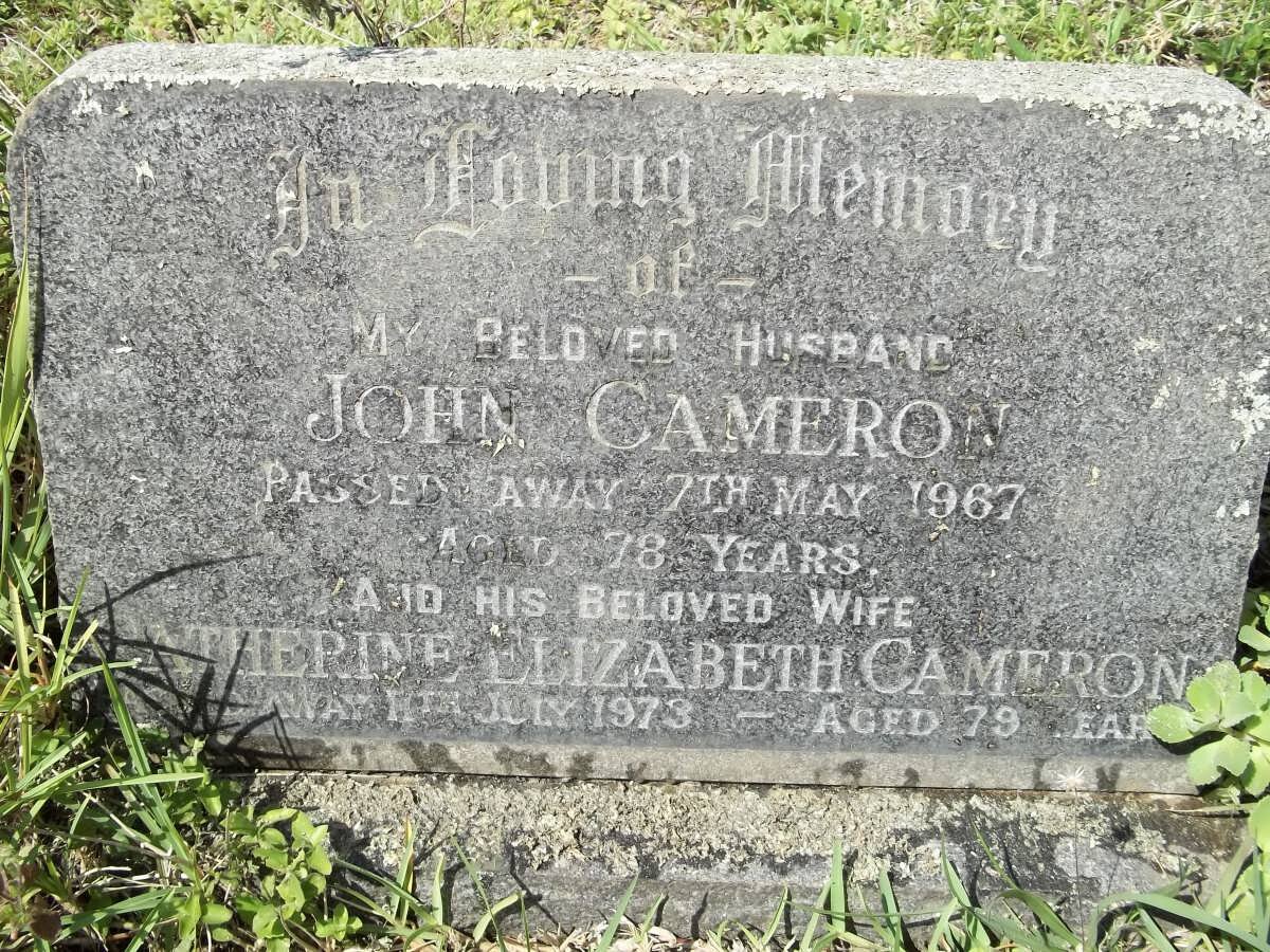 CAMERON John -1967 &amp; Catherine Elizabeth -1973