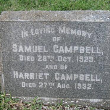 CAMPBELL Samuel -1929 &amp; Harriet -1932