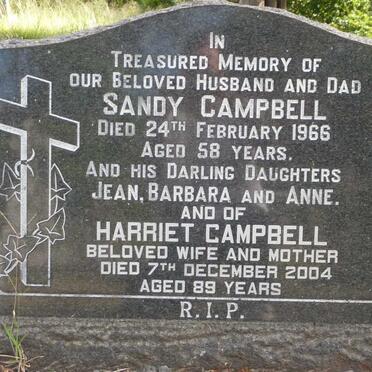 CAMPBELL Sandy -1966 &amp; Harriet -2004 ::  CAMPBELL Jean :: CAMPBELL Barbara :: CAMPBELL Anne