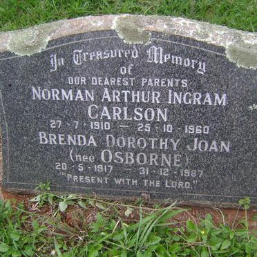 CARLSON Norman Arthur Ingram 1910-1960 &amp; Brenda Dorothy Joan OSBORNE 1917-1987