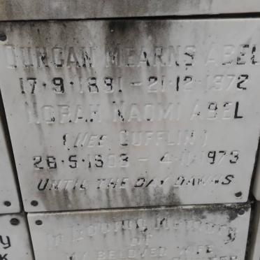 ABEL Duncan Mearns 1891-1972 &amp; Norah Naomi CUFFLIN 1908-1973