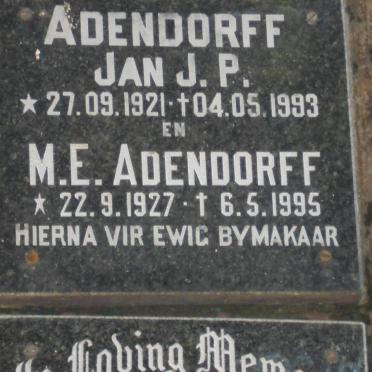 ADENDORFF Jan J.P. 1921-1993 &amp; M.E. 1927-1995