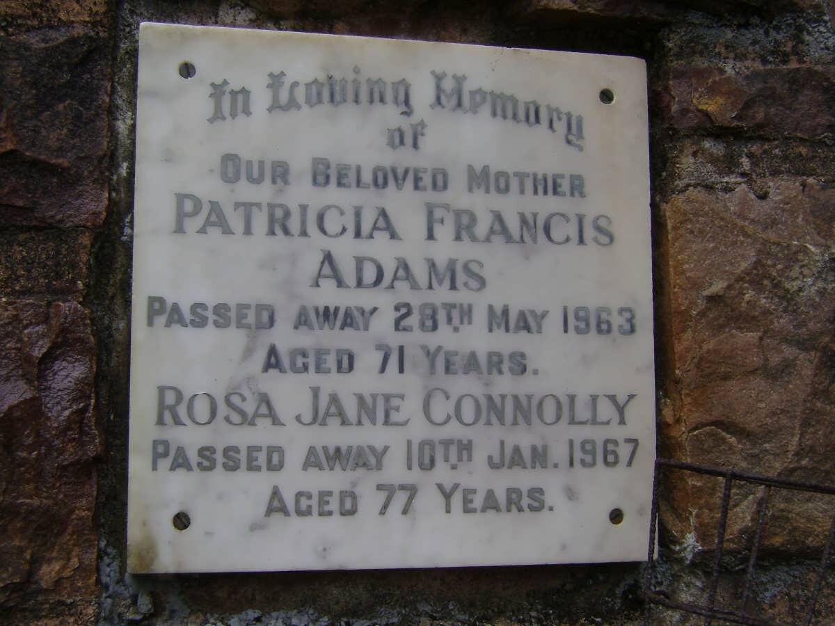 ADAMS Patricia Francis -1963 :: CONNOLLY Rosa Jane -1967
