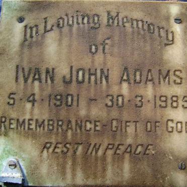 ADAMS Ivan John 1901-1985