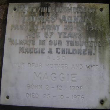 AGNEW Thomas -1960 &amp; Maggie 1902-1976