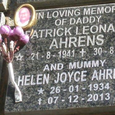 AHRENS Patrick Leonard 1941-2005 &amp; Helen Joyce 1934-2013