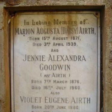 AIRTH Marion Augusta 1871-1939 :: GOODWIN Jennie Alexandra nee AIRTH 1876-1960 :: AIRTH Violet Eugene 1880-1967