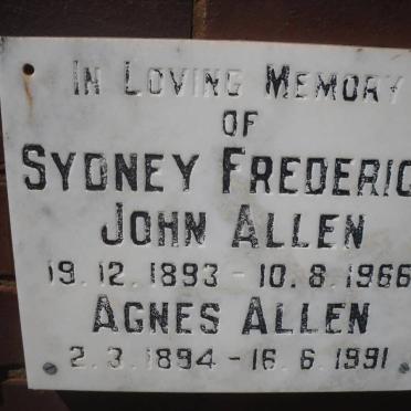 ALLEN Sydney Frederick John 1893-1966 &amp; Agnes 1894-1991