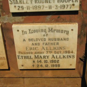 ALLKINS Eric -1964 &amp; Ethel Mary 1902-1998